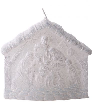 image:Image Svíce reliéf jesličky, bílá