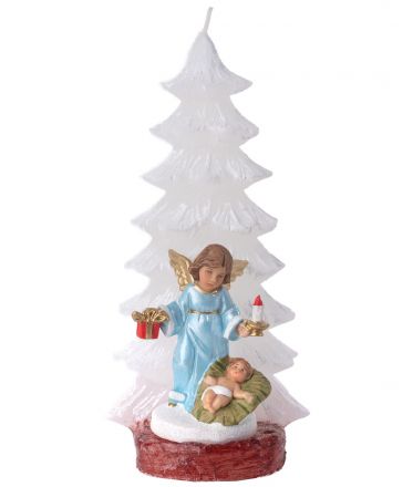 image:Image Svíce stromek s andělem SM, bílý, 20 cm