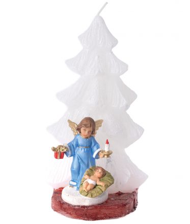 image:Image Svíce stromek s andělem TM, bílý, 20 cm