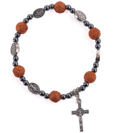 image:Image Náramek Benedikt, korálek růže hnědá, v sáčku