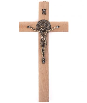 image:Image Kříž na zeď - světlý, medailka Benedikt 16 cm