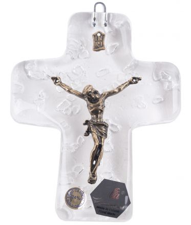 image:Image Kříž na zeď - křišťál s korpusem, bezbarvý dekor, 11,5 cm