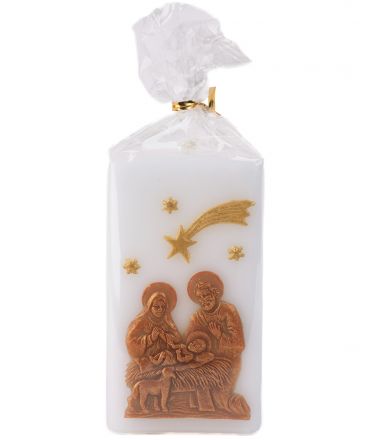 image:Image Svíce Svatá rodina, kvádr bílý, zlatá barva + kometa