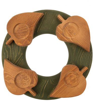 image:Image Adventní věnec s lupeny, dřevěný matně zelený (3d004)