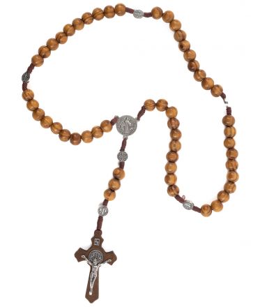 image:Image Růženec dřevo oliva + kříž Benedikt vyřezávaný