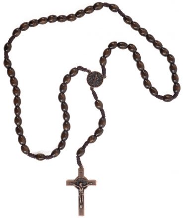 image:Image Růženec dřevo-šňůrka + kříž kov Benedikt
