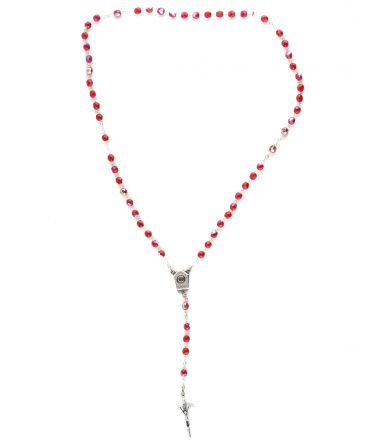 image:Image Růženec, korálek kovově červený, voda z Lurd, kříž papežský