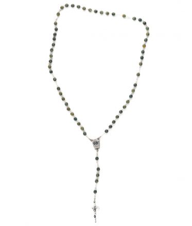 image:Image Růženec, korálek matně zelený, voda z Lurd, kříž papežský