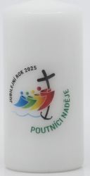Svíce s potiskem Jubilejní rok 2025 60 x120 mm image:Image Svíce s potiskem Jubilejní rok 2025 60 x120 mm