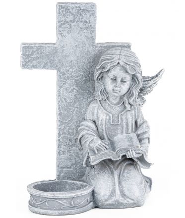 image:Image Dekorace vzpomínková na svíčku - anděl a kříž 15 cm