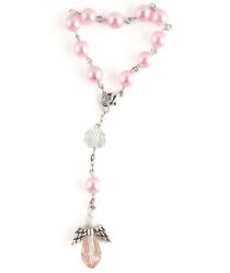 image:Image Náramek desátek - anděl + růžová perla se zapínáním