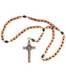 Růženec dřevěný větší s křížem sv. Benedikta, světle hnědý image:Image Růženec dřevěný větší s křížem sv. Benedikta, světle hnědý