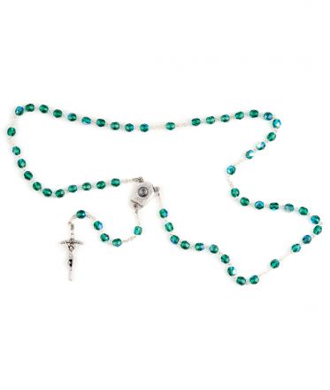 image:Image Růženec, korálek kovově zelený, voda z Lurd, kříž papežský