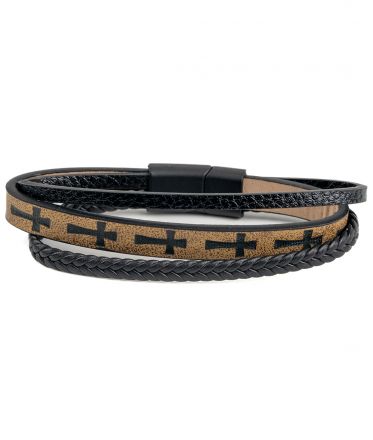 image:Image Náramek kožený - křížek, magnet