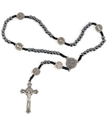 image:Image Růženec hematit, medailka a kříž Benedikt