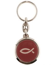 image:Image Přívěšek na klíče kulatý, ryba bordó