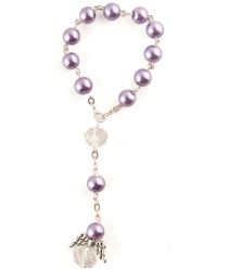 image:Image Náramek desátek - anděl + fialová perla se zapínáním