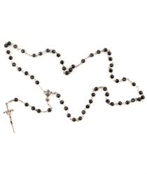 image:Image Růženec, korálek černý broušený + kříž papežský