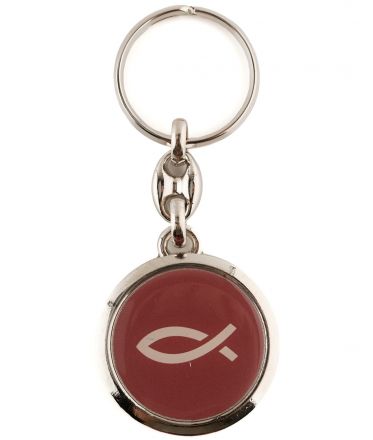 image:Image Přívěšek na klíče kulatý, ryba bordó