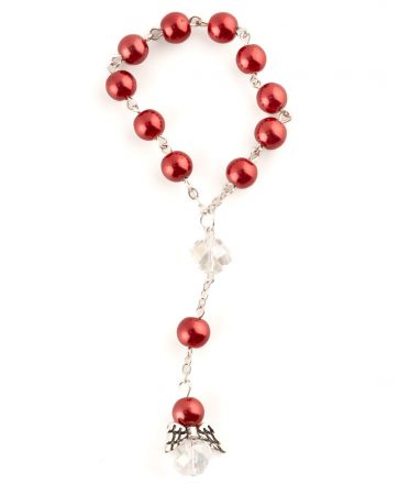 image:Image Náramek desátek - anděl + červená perla se zapínáním