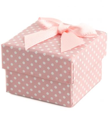 image:Image Krabička na šperky papírová růžová s bílým puntíkem
