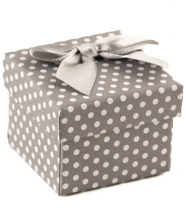 image:Image Krabička na šperky papírová šedá s bílým puntíkem
