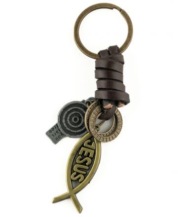 image:Image Přívěšek na klíče kůže, ryba Jesus