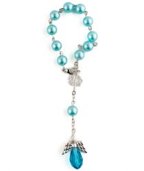 image:Image Náramek desátek - anděl + modrá perla se zapínáním