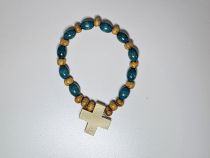 image:Image Náramek desátek dřevěný, světlý+tyrkys