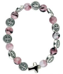 image:Image Náramek desátek sv. Benedikt - korálek starorůžový žíhaný