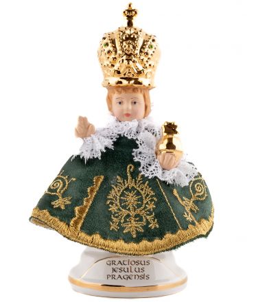 image:Image Pražské Jezulátko 14 cm, oblečené, keramika, zelené