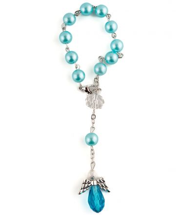 image:Image Náramek desátek - anděl + modrá perla se zapínáním