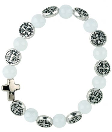 image:Image Náramek desátek sv. Benedikt - korálek mléčně bílý