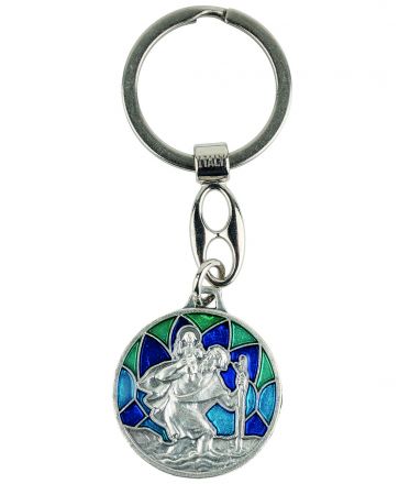 image:Image Přívěšek na klíče sv. Kryštof kulatý s vitráží