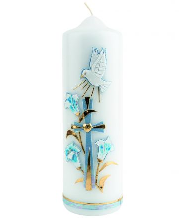 image:Image Svíce křestní silná, lilie, modrá