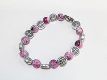 image:Image Náramek desátek sv. Benedikt - korálek růžový žíhaný