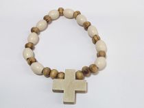 image:Image Náramek desátek dřevěný světlý a krémový