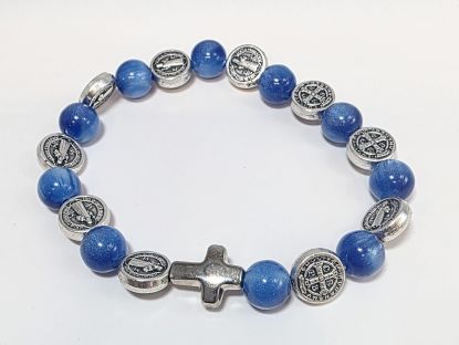 image:Image Náramek desátek sv. Benedikt - korálek modrý žíhaný