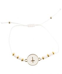 image:Image Náramek šňůrka, křížek v kolečku, bílý