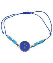 image:Image Náramek šňůrka, křížek v kolečku, tmavě modrý