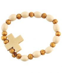 image:Image Náramek desátek dřevěný světlý a krémový