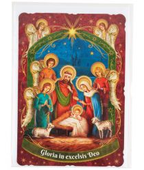 image:Image Přání vánoční - Svatý Rodina s anděly, brokát 16,5 x 11,5 cm