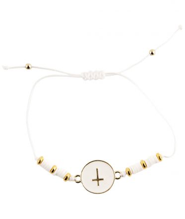 image:Image Náramek šňůrka, křížek v kolečku, bílý