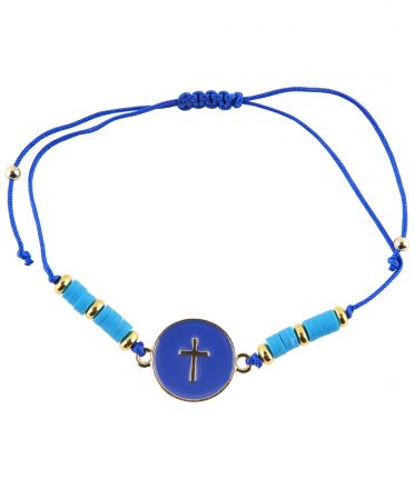 image:Image Náramek šňůrka, křížek v kolečku, tmavě modrý