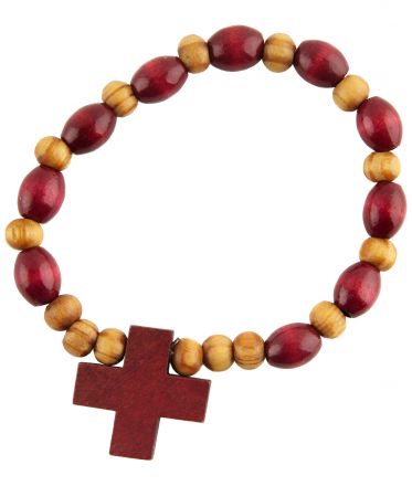 image:Image Náramek desátek dřevěný, světlý a červený