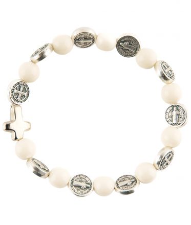 image:Image Náramek desátek sv. Benedikt - korálek bílý
