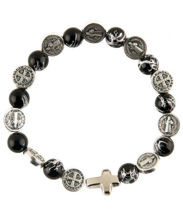 image:Image Náramek desátek sv. Benedikt - korálek černý žíhaný