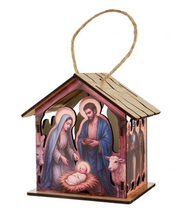 image:Image Lucernička dřevěná  s Betlémem a LED svíčkou