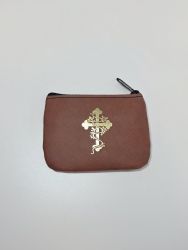 image:Image Pouzdro na růženec středně hnědé kříž s ratolestí