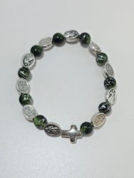 image:Image Náramek desátek Boží Milosrdenství - korálek tmavě zelený žíhaný